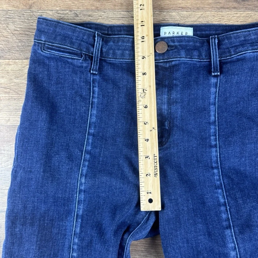 Parker Smith Womens Straight Leg Pleat Jeans‎ 12/31 Dark Wash Stretch Two-toned